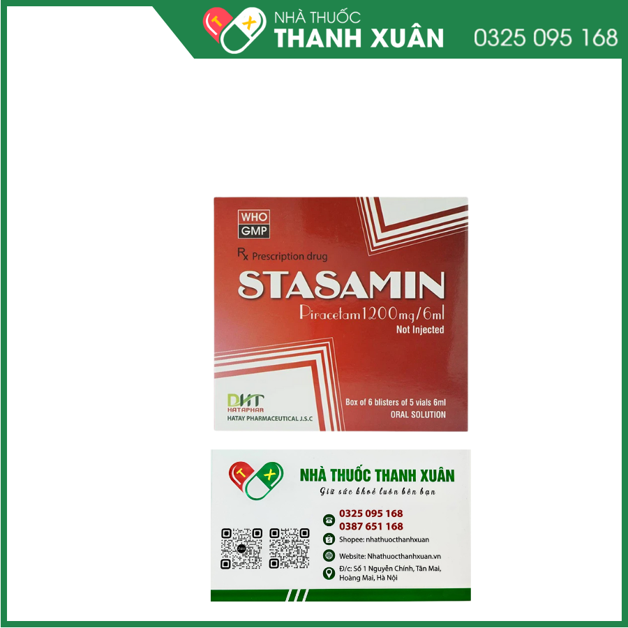Stasamin 1200mg/6ml điều trị triệu chứng chóng mặt, suy giảm trí nhớ